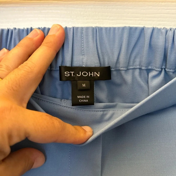 ! St John light blue wool pants with zipper ankle sz M - Picture 3 of 6